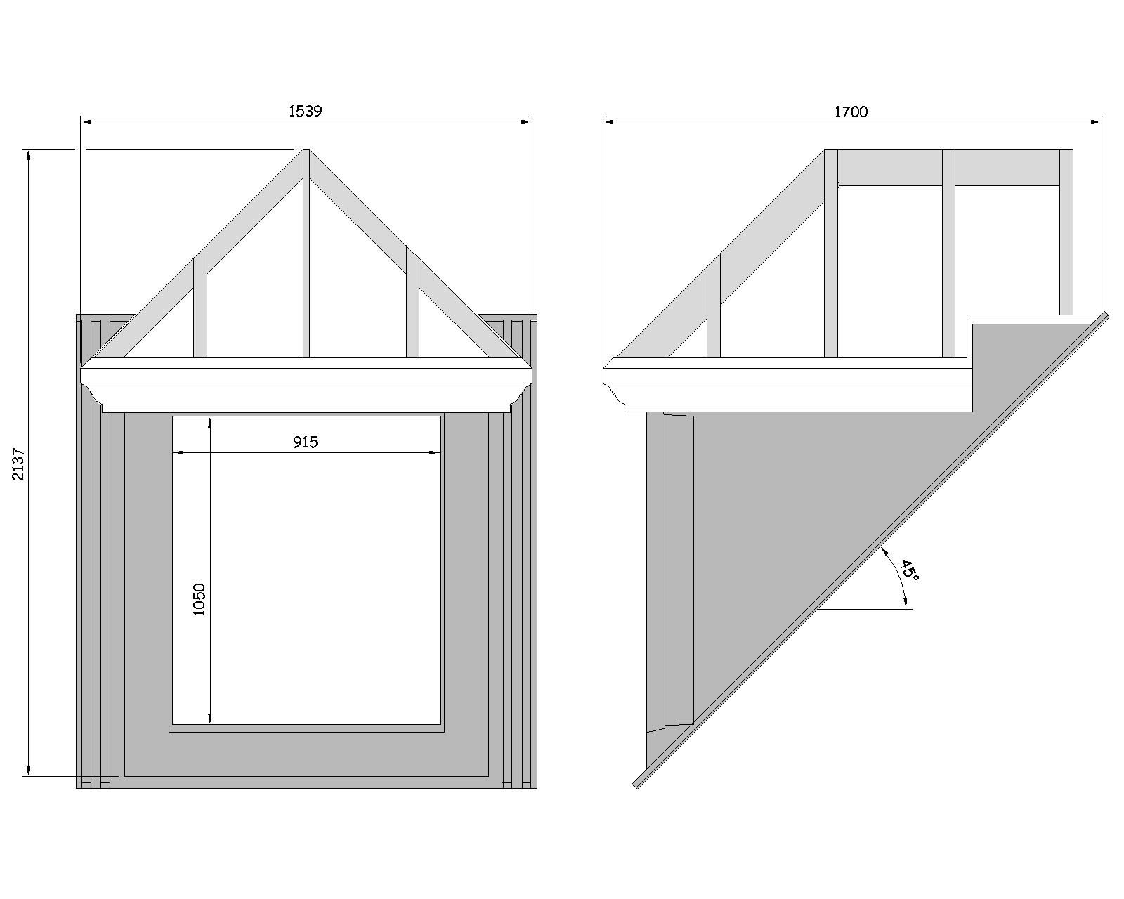 45° Apex Hipped Roof Dormer WBP:80138