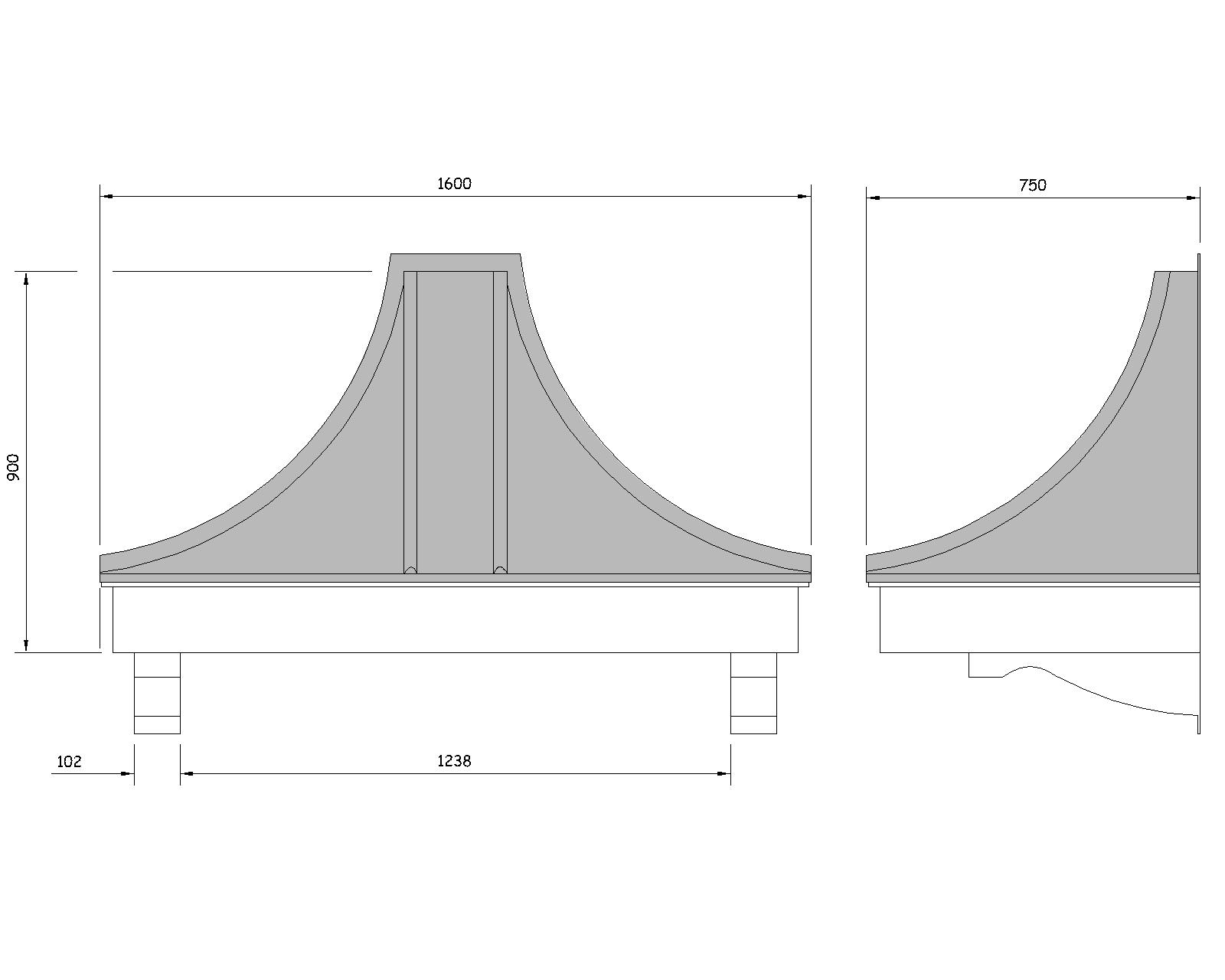 Reading Series - 750 x 1600 Replica Lead Roof Canopy