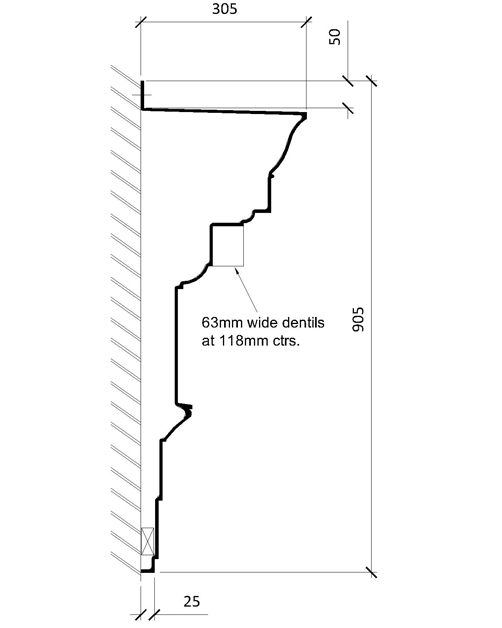 Ornamental Dentil Cornice Moulding